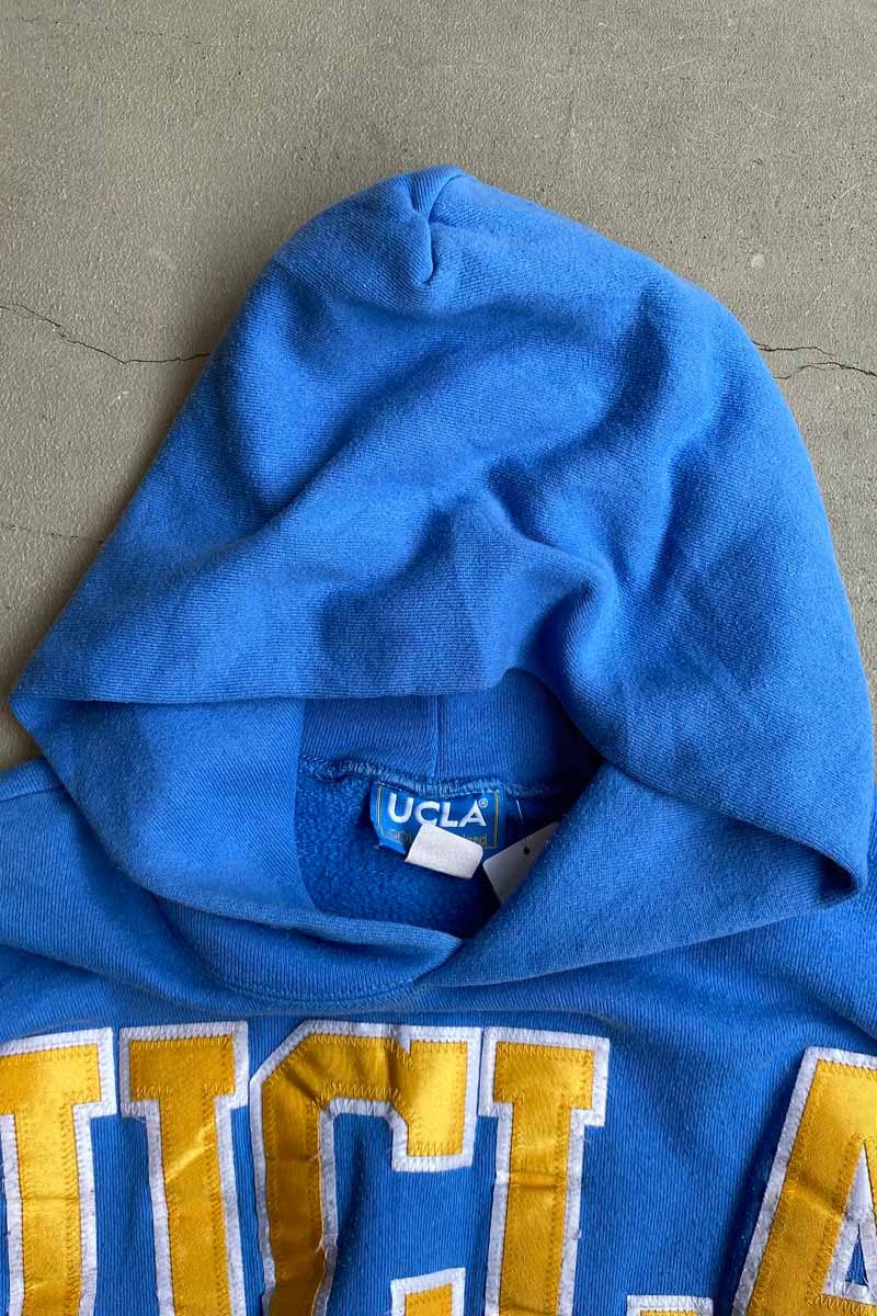 MADE IN USA 90'S UCLA EMBROIDERY COLLEGE SWEAT HOODIE / BLUE [SIZE: M USED]