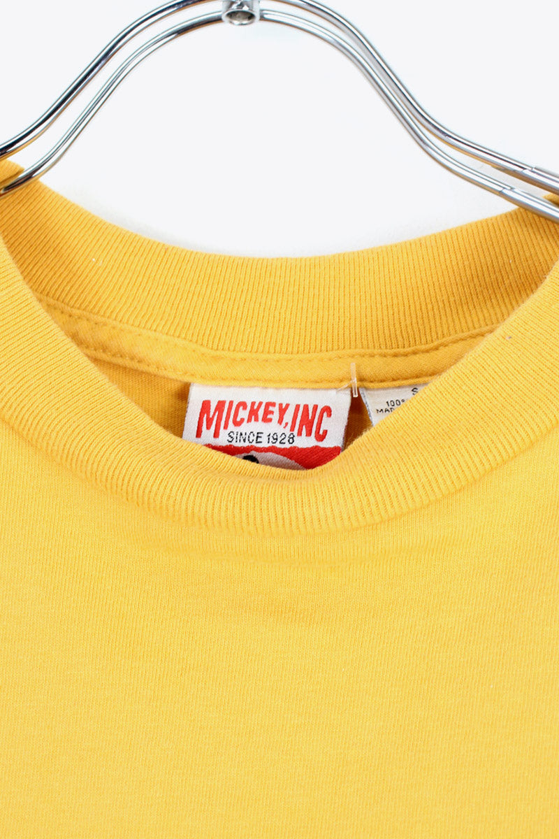 90'S WALT DISNEY WORLD S/S LOGO EMBROIDERY T-SHIRT / DUSTY YELLOW [SIZE: S USED]