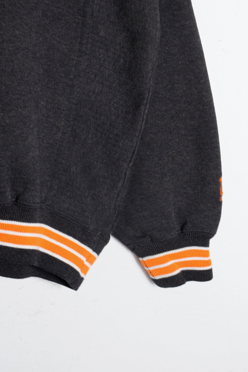 90'S NY METS MLB V NECK SWEATSHIRT / BLACK/ORANGE [SIZE: XL Equivalent USED]