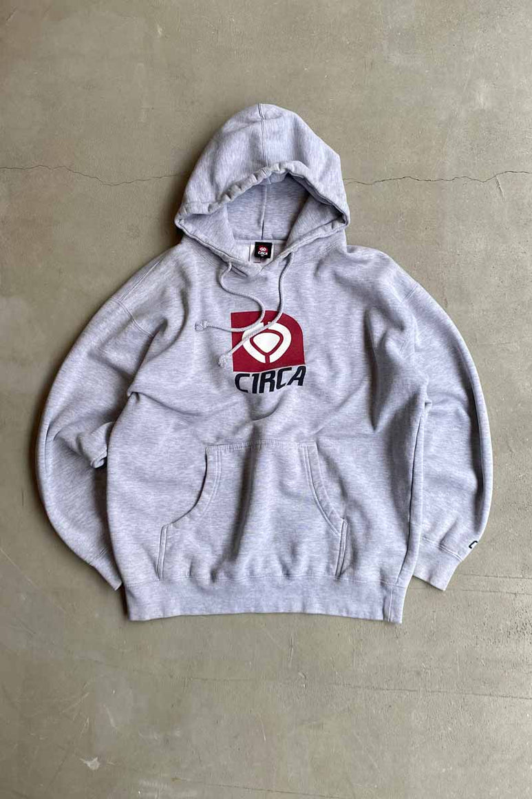 LOGO PRINT SWEAT HOODIE / GRAY [SIZE: M USED]
