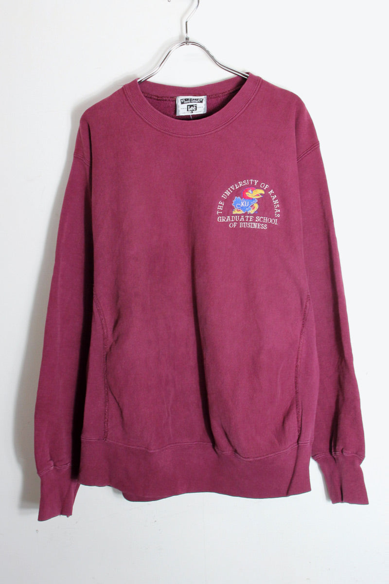 MADE IN USA 90'S KANSAS UNIVERSITY REVERSE WEAVE SWEATSHIRT / BURGUNDY [SIZE: L USED]