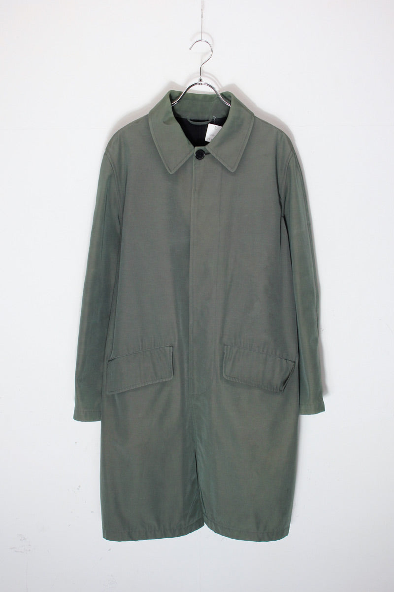 NYLON BALMACAAN COAT / KHAKI [SIZE: M equivalent USED]