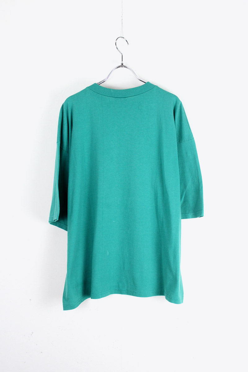 MADE IN USA 90'S PLAIN T-SHIRT / GREEN [SIZE: L equivalent USED]