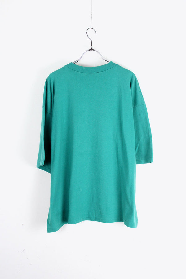 MADE IN USA 90'S PLAIN T-SHIRT / GREEN [SIZE: L equivalent USED]