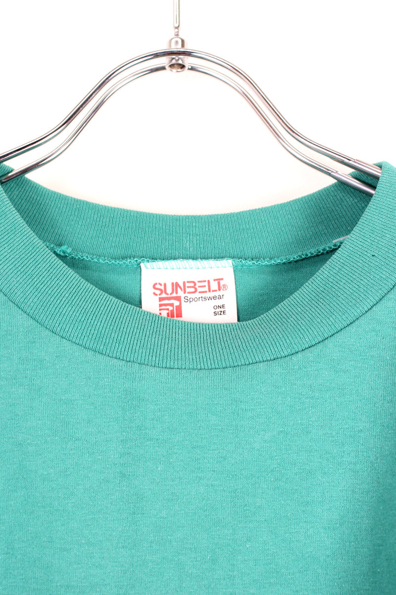 MADE IN USA 90'S PLAIN T-SHIRT / GREEN [SIZE: L equivalent USED]
