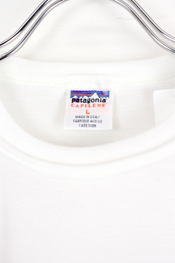 MADE IN USA 90'S CAPILENE S/S CREW NECK T-SHIRT / WHITE [SIZE: L USED]