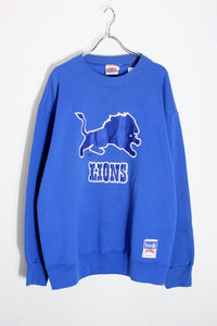 MADE IN USA 90' NFL DETROIT LIONS SWEATSHIRT / BLUE [SIZE: L USED]