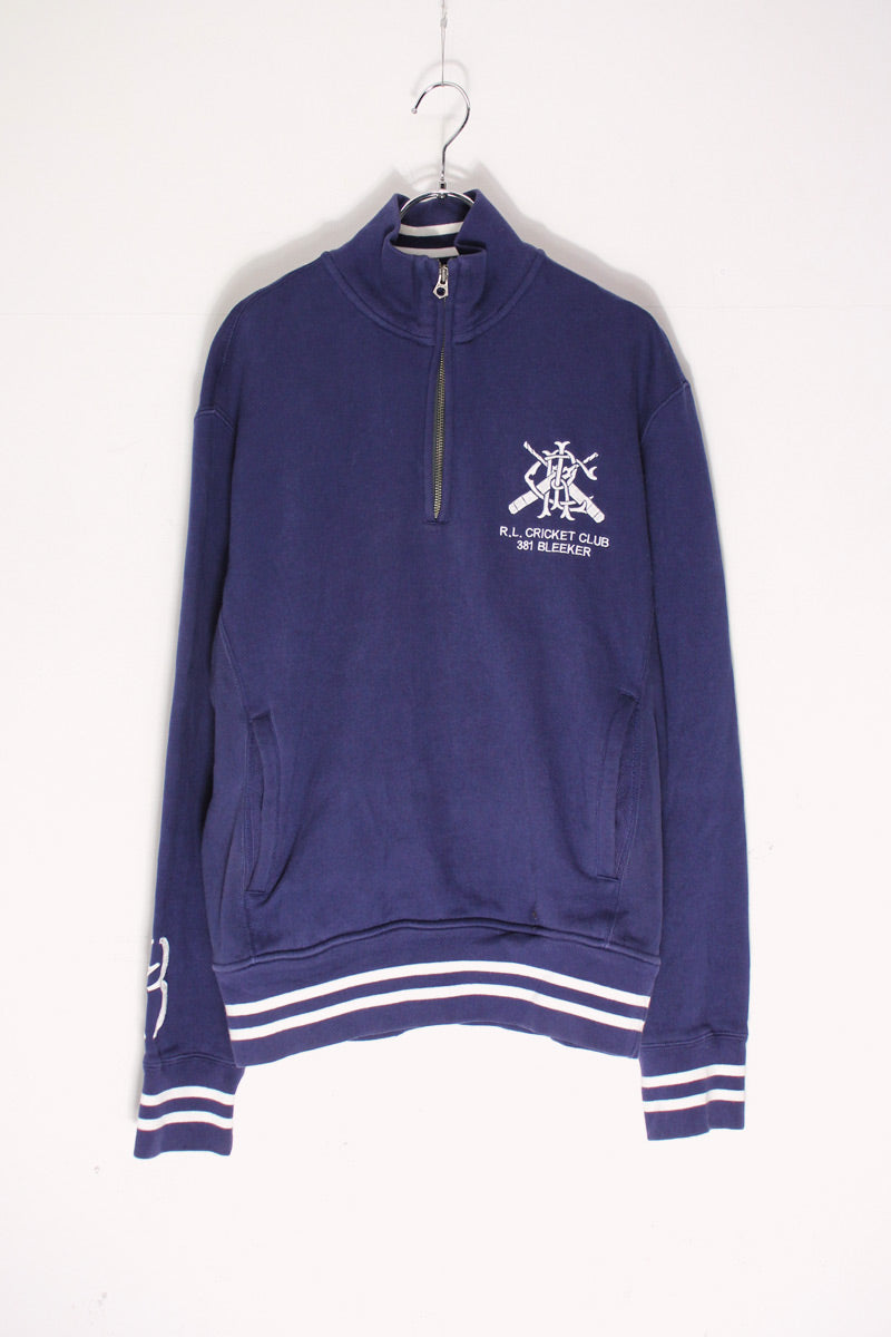 90'S 381 BLEEKER HALF-ZIP SWEATSHIRT / NAVY/WHITE [SIZE: M USED]