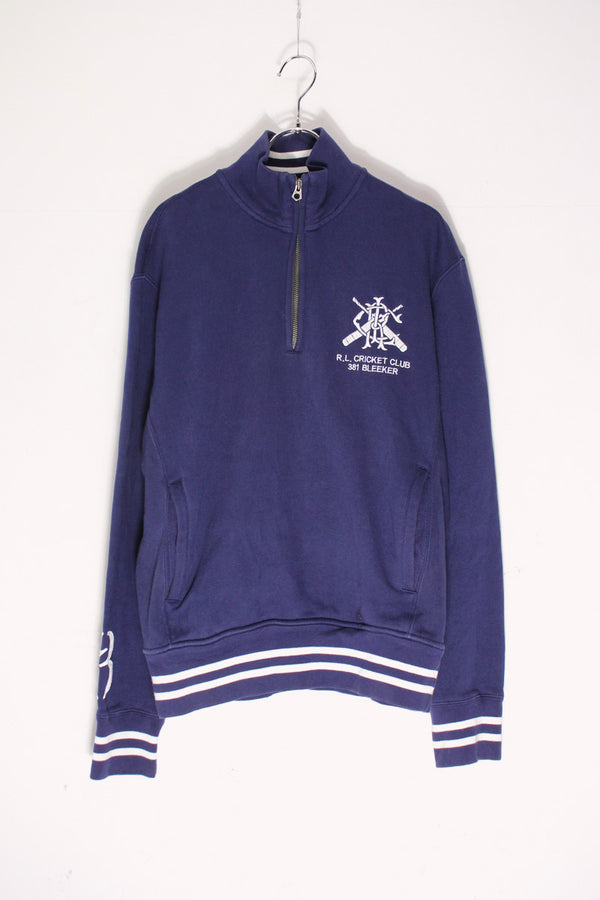90'S 381 BLEEKER HALF-ZIP SWEATSHIRT / NAVY/WHITE [SIZE: M USED]