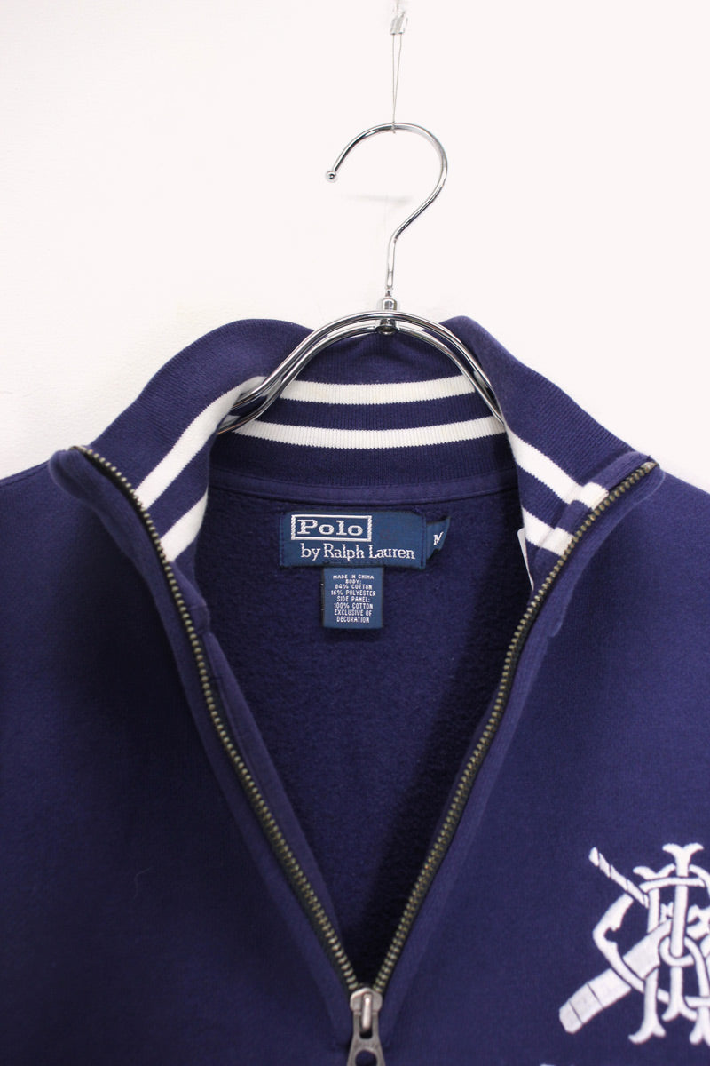 90'S 381 BLEEKER HALF-ZIP SWEATSHIRT / NAVY/WHITE [SIZE: M USED]