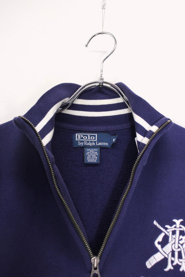 90'S 381 BLEEKER HALF-ZIP SWEATSHIRT / NAVY/WHITE [SIZE: M USED]