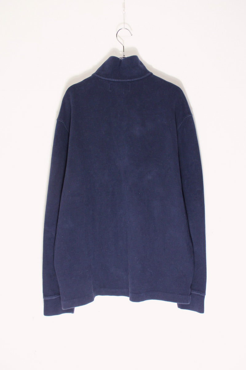 90'S HALF-ZIP EMBROIDERY KNIT SWEATER / NAVY [SIZE: L USED]