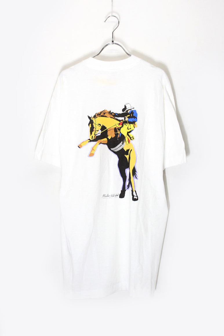MADE IN USA 90'S S/S MARLBORO RODEO BACK PRINT POCKET ADVERTISING T-SHIRT / WHITE [SIZE: XL DEADSTOCK/NOS]