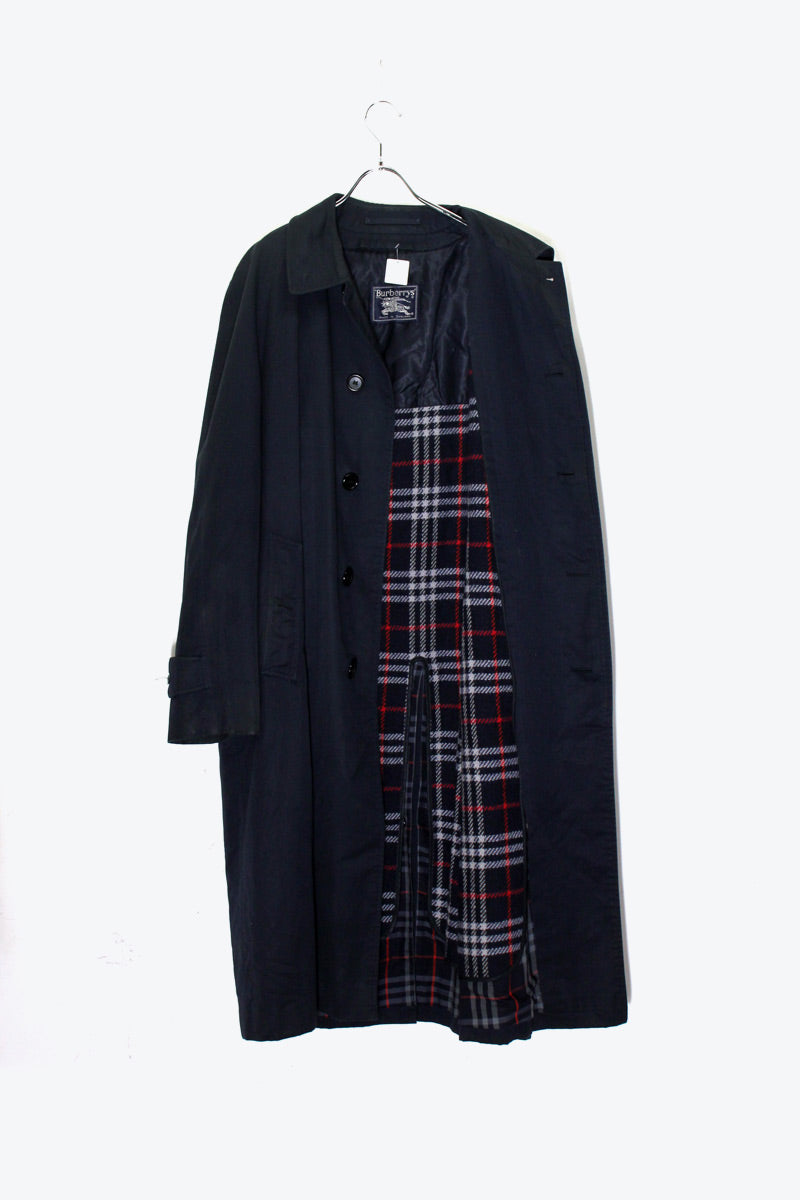 MADE IN ENGLAND 90'S BALMACAAN COAT W/LINER / NAVY [SIZE: L equivalent USED]