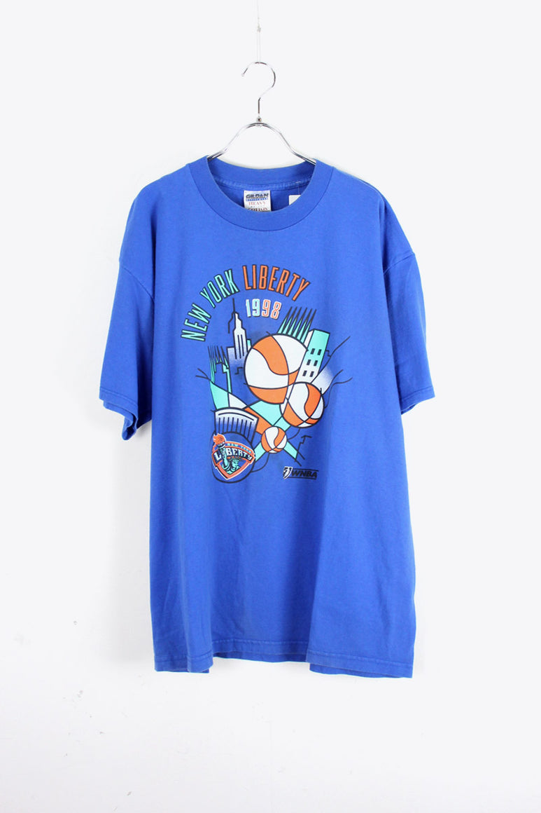 90'S NBA NEW YORK LIBERTY 1998 TEE SHIRT / BLUE [SIZE: XL USED]
