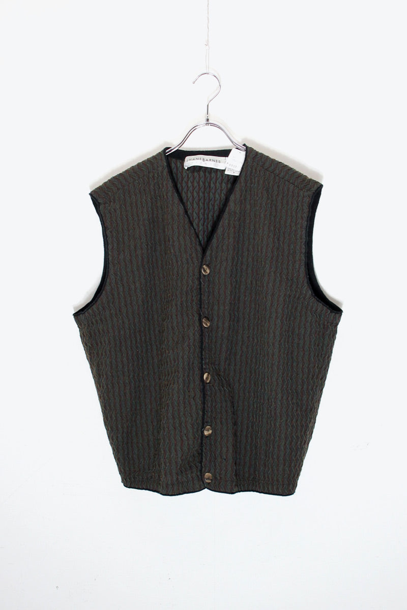 90'S DESIGN BUTTON VEST / DARK GREEN [SIZE: M USED]