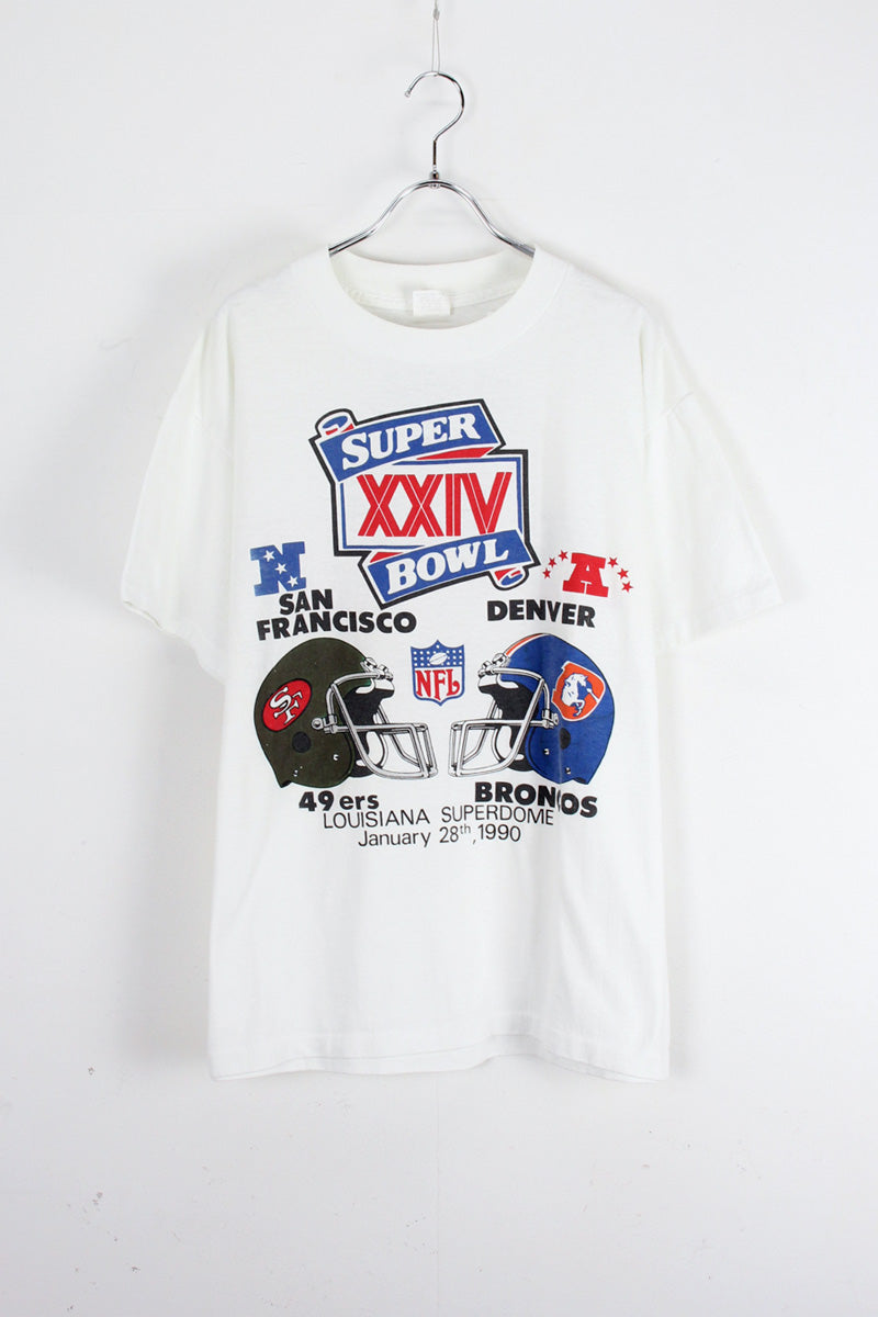 MADE IN USA 90s SUPER BOWL T-SHIRT / WHITE [SIZE: L USED]
