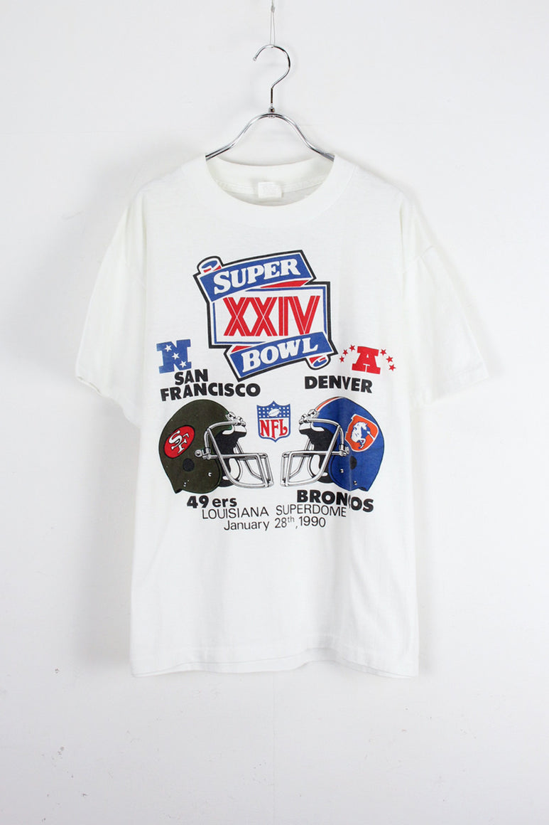 MADE IN USA 90'S SUPER BOWL T-SHIRT / WHITE [SIZE: L USED]