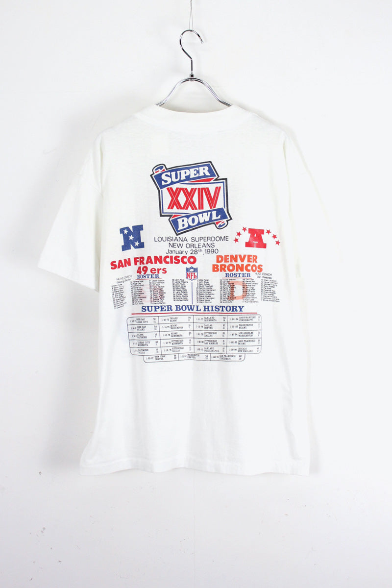 MADE IN USA 90s SUPER BOWL T-SHIRT / WHITE [SIZE: L USED]