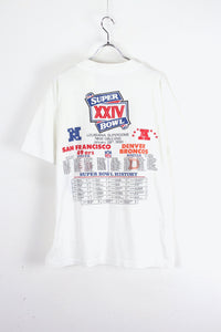 MADE IN USA 90'S SUPER BOWL T-SHIRT / WHITE [SIZE: L USED]