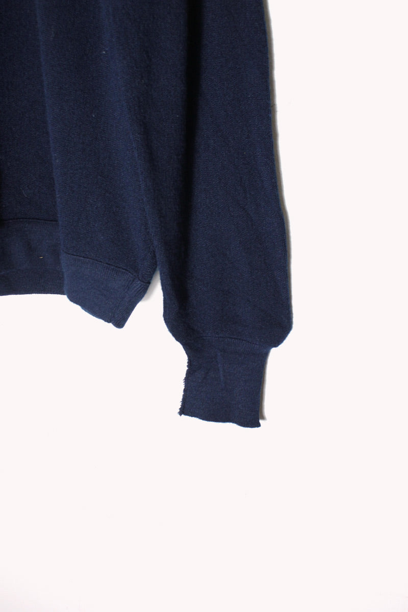 90'S V-NECK ACRYLIC KNIT SWEATER / NAVY [SIZE: XL USED]