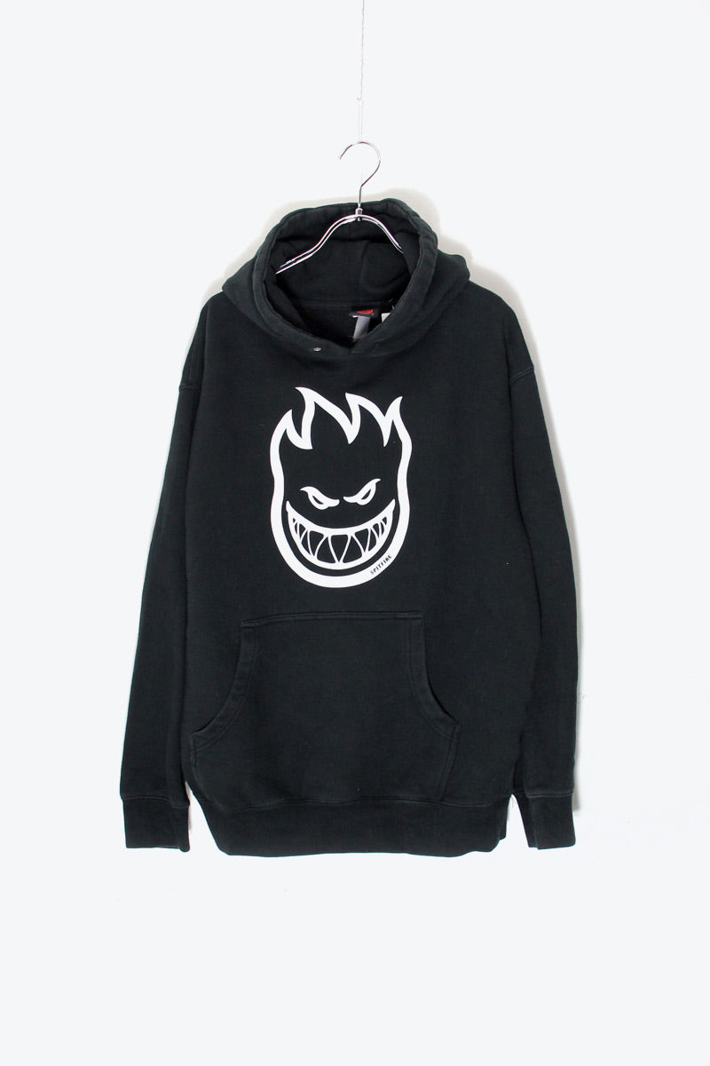 LOGO PRINT HOODIE SWEATSHIRT / BLACK [SIZE: M USED]