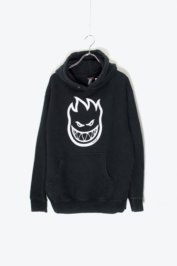 LOGO PRINT HOODIE SWEATSHIRT / BLACK [SIZE: M USED]