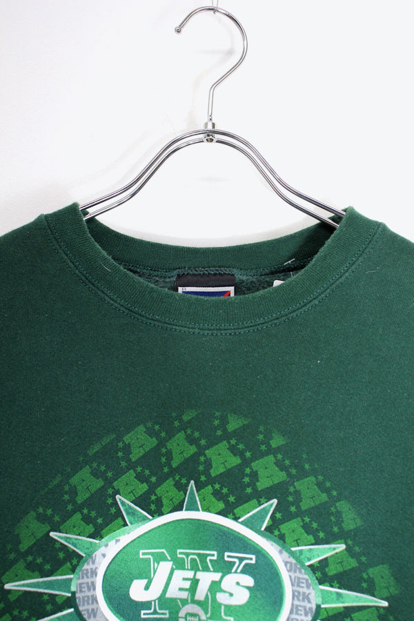 90'S NY JETS NFL SWEATSHIRT / GREEN [SIZE: XL USED]