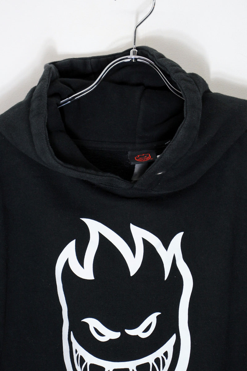 LOGO PRINT HOODIE SWEATSHIRT / BLACK [SIZE: M USED]