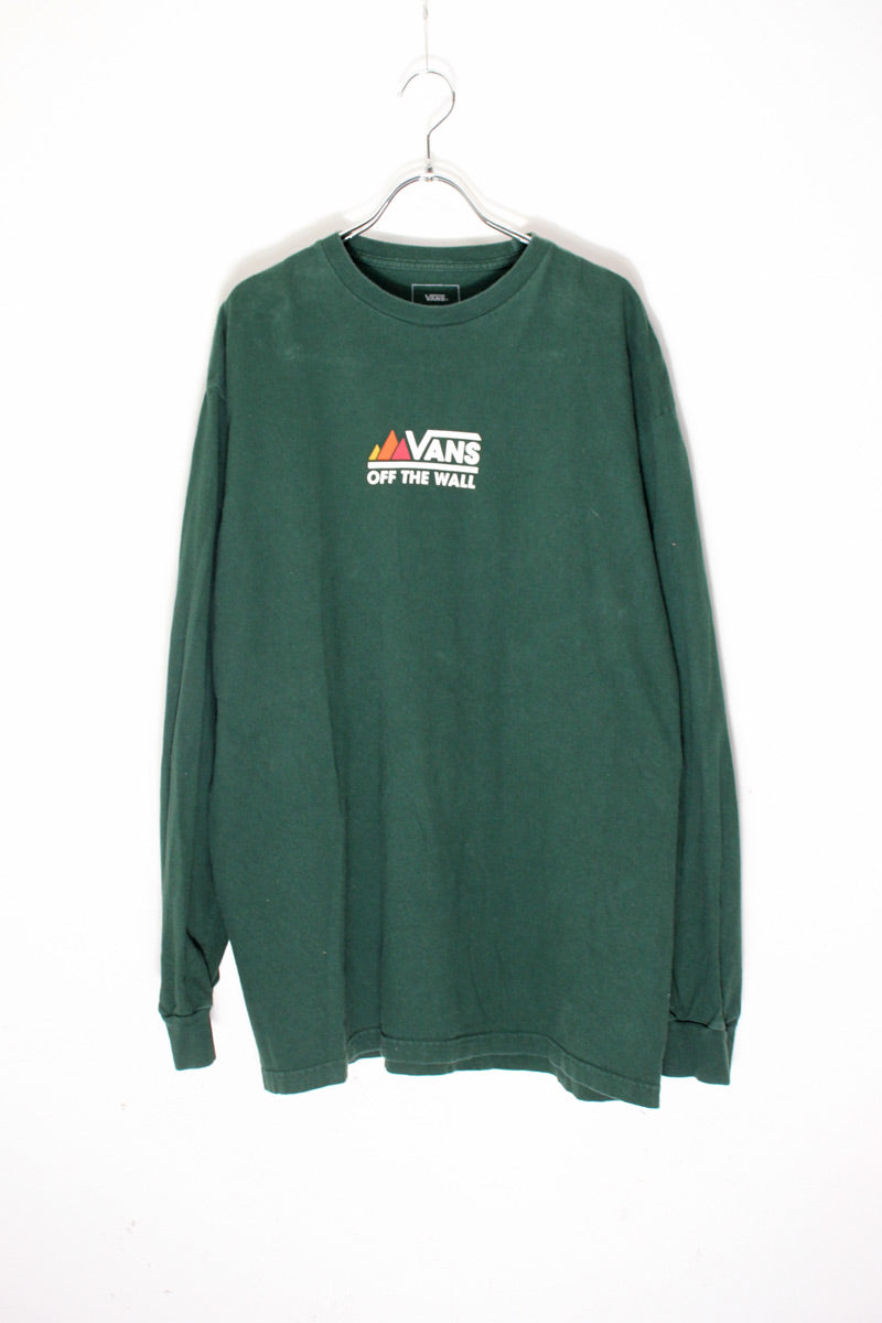 L/S SLEEVE PRINT T-SHIRT / GREEN [SIZE: XL USED] [USA企画品]