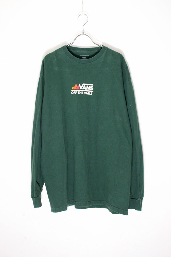 L/S SLEEVE PRINT T-SHIRT / GREEN [SIZE: XL USED] [USA企画品]