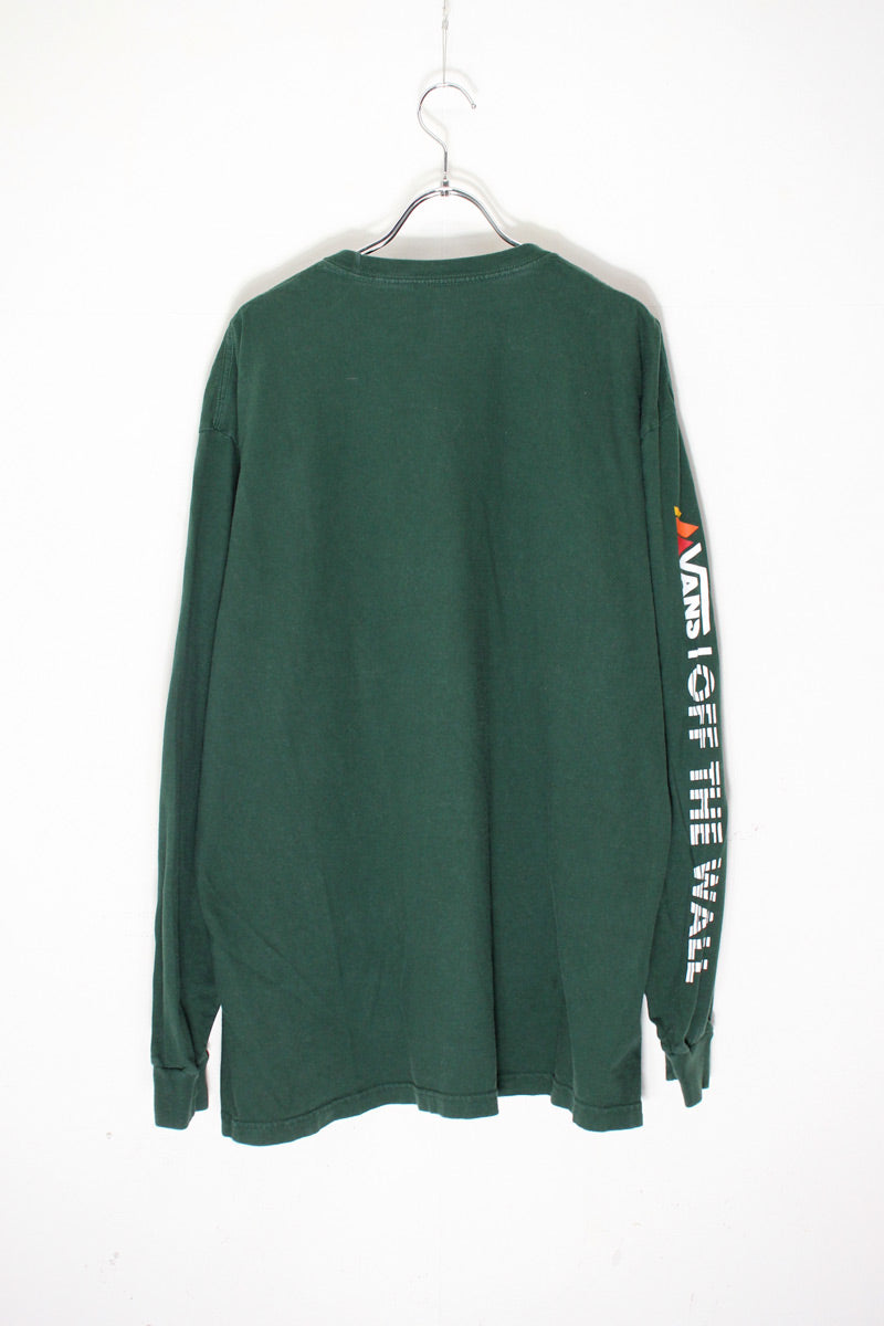 L/S SLEEVE PRINT T-SHIRT / GREEN [SIZE: XL USED] [USA企画品]