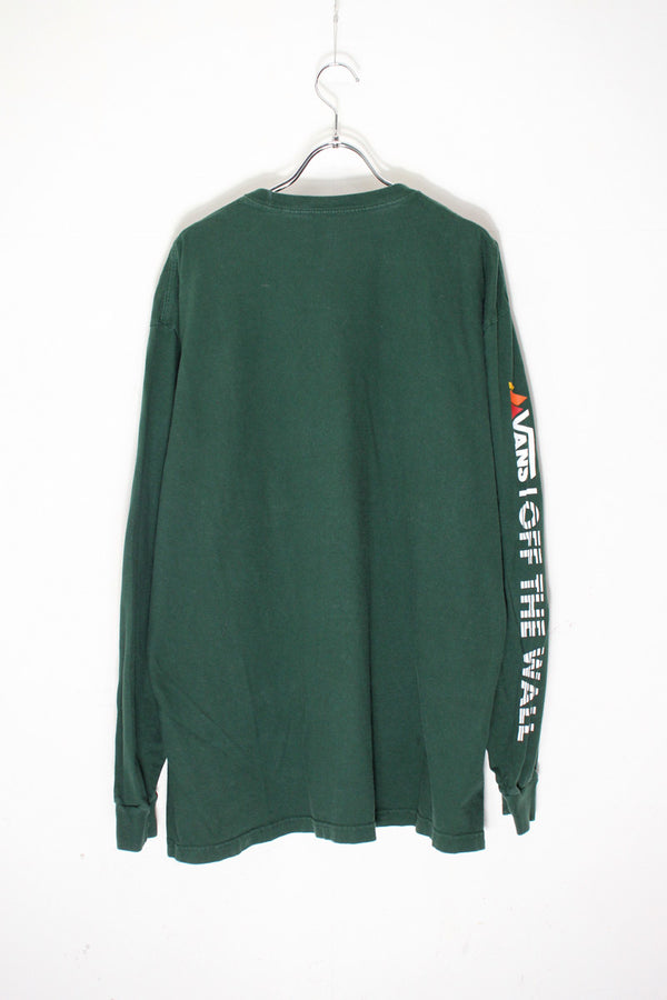 L/S SLEEVE PRINT T-SHIRT / GREEN [SIZE: XL USED] [USA企画品]