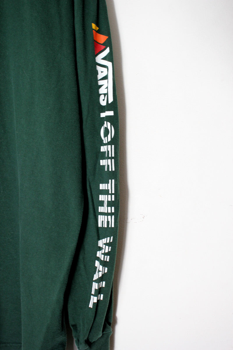L/S SLEEVE PRINT T-SHIRT / GREEN [SIZE: XL USED] [USA企画品]