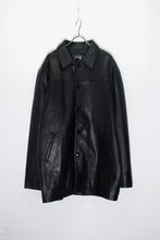 画像をギャラリービューアに読み込む, 90&#39;S BUTTON LEATHER HALF COAT DEADSTOCK/NOS / BLACK［SIZE: XL USED ]
