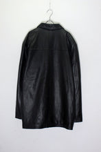 画像をギャラリービューアに読み込む, 90&#39;S BUTTON LEATHER HALF COAT DEADSTOCK/NOS / BLACK［SIZE: XL USED ]
