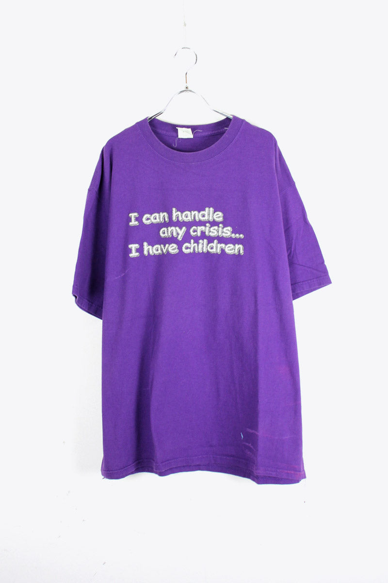 I CAN HANDLE ANY CRISIS TEE SHIRT / PURPLE [SIZE: XL相当 USED]