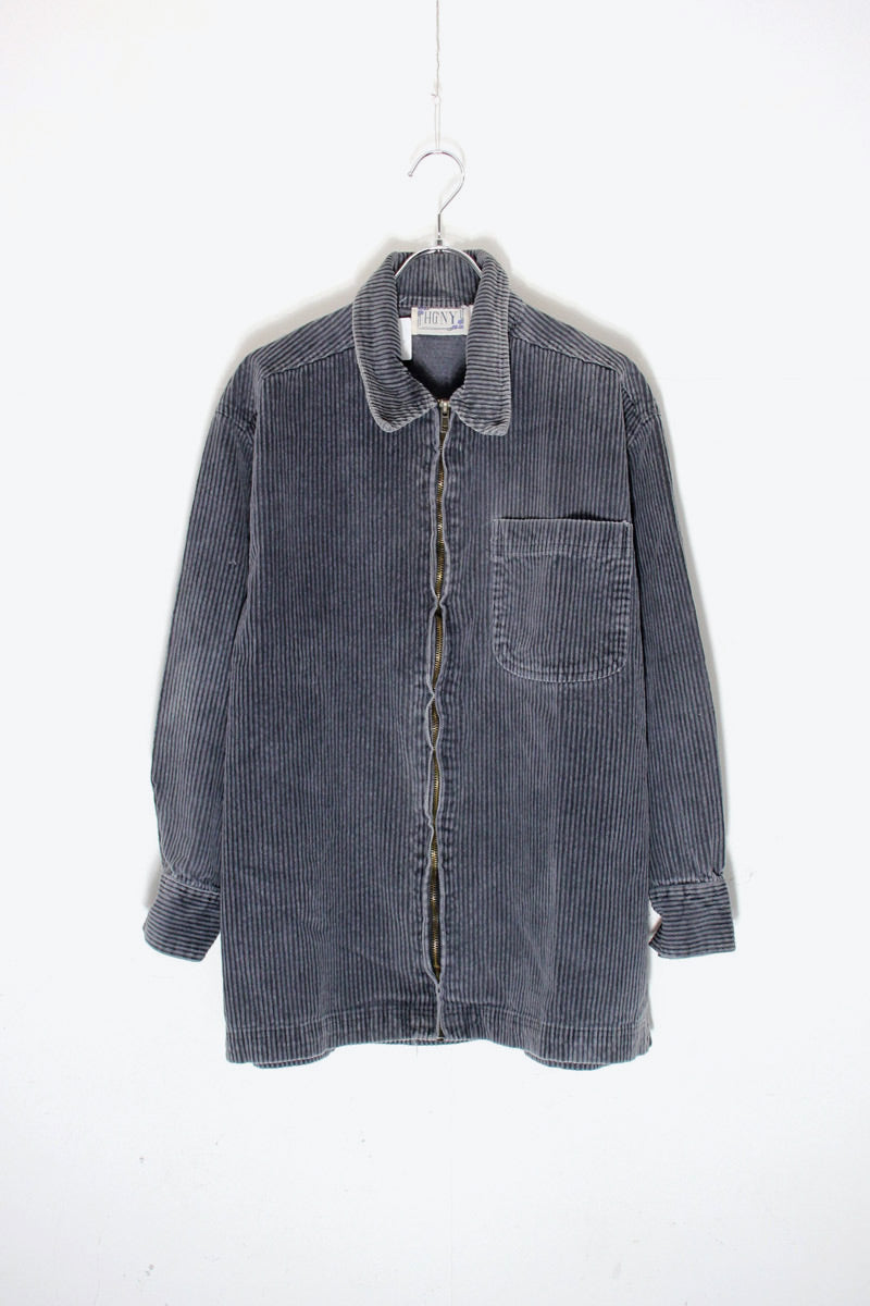 90'S ZIP CORDUROY SHIRT JACKET / GREY [ SIZE: M USED ]