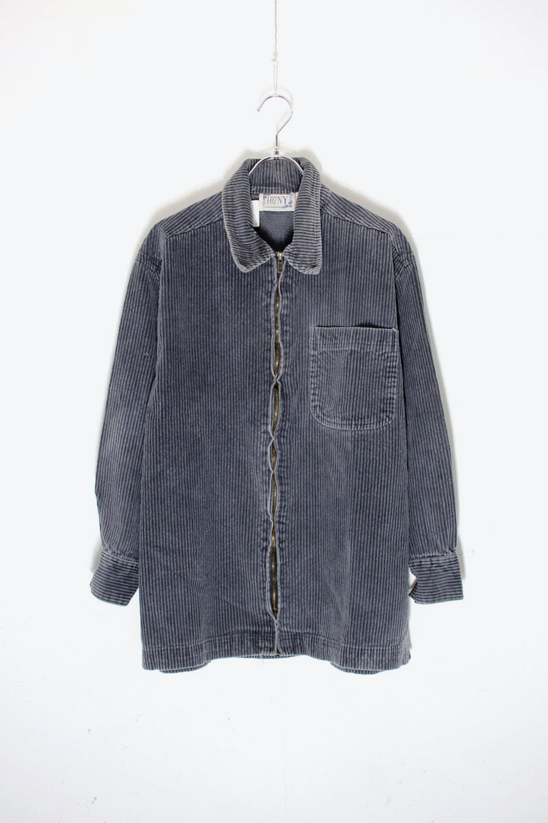 90'S ZIP CORDUROY SHIRT JACKET / GREY［ SIZE: M USED ]