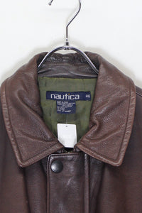 90s80s nautica leather half coat ハンティング　レア