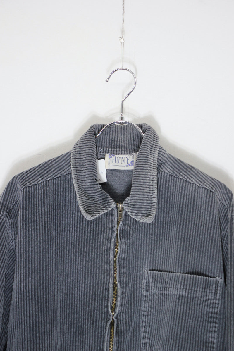 90'S ZIP CORDUROY SHIRT JACKET / GREY [ SIZE: M USED ]