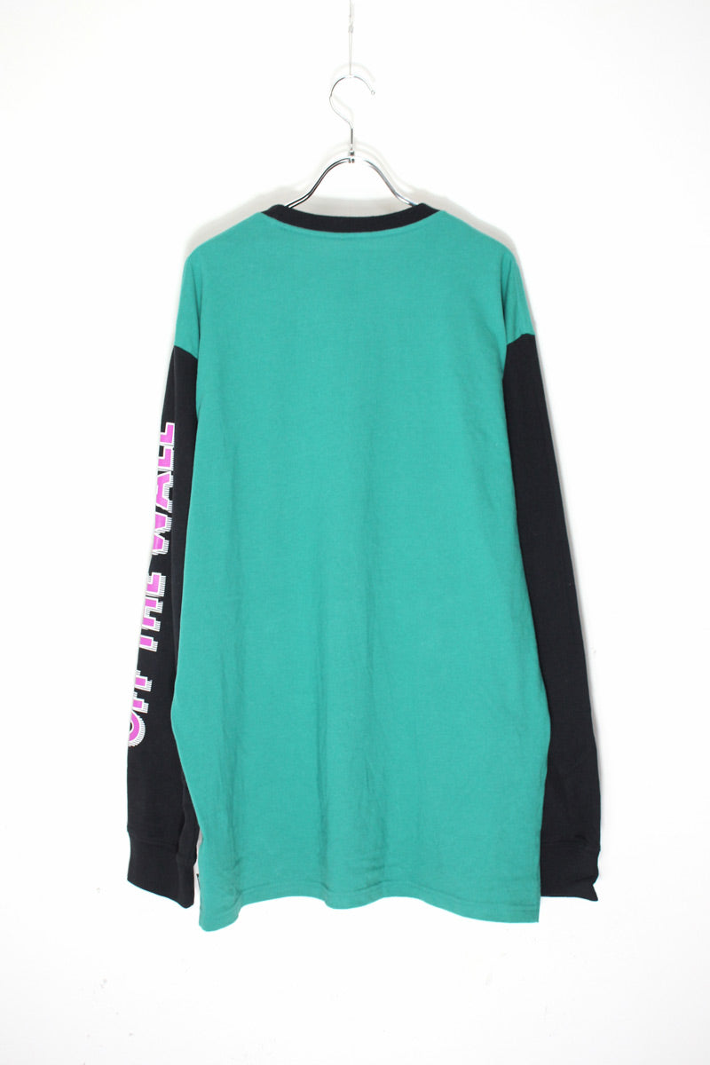 L/S PRINT BI-COLOR T-SHIRT / GREEN/BLACK [SIZE: L USED] [USA企画品]