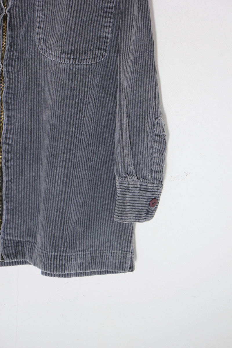 90'S ZIP CORDUROY SHIRT JACKET / GREY [ SIZE: M USED ]
