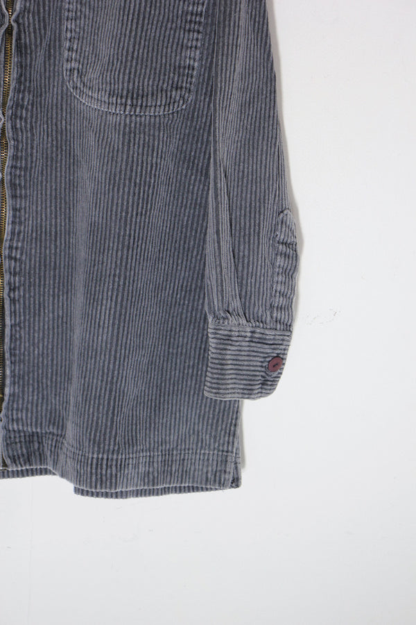 90'S ZIP CORDUROY SHIRT JACKET / GREY [ SIZE: M USED ]