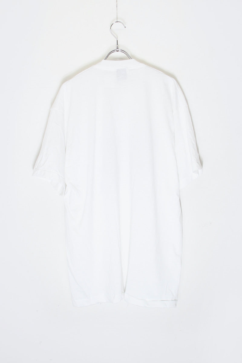 MADE IN USA 92'S S/S I'M WAITING CAT PRINT ANIMAL T-SHIRT / WHITE [SIZE: XL DEADSTOCK/NOS]