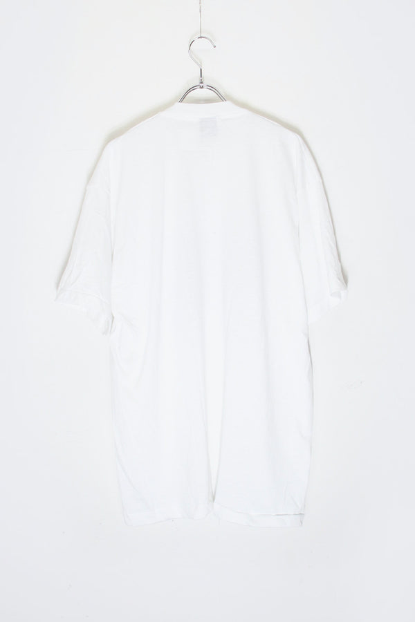 MADE IN USA 92'S S/S I'M WAITING CAT PRINT ANIMAL T-SHIRT / WHITE [SIZE: XL DEADSTOCK/NOS]