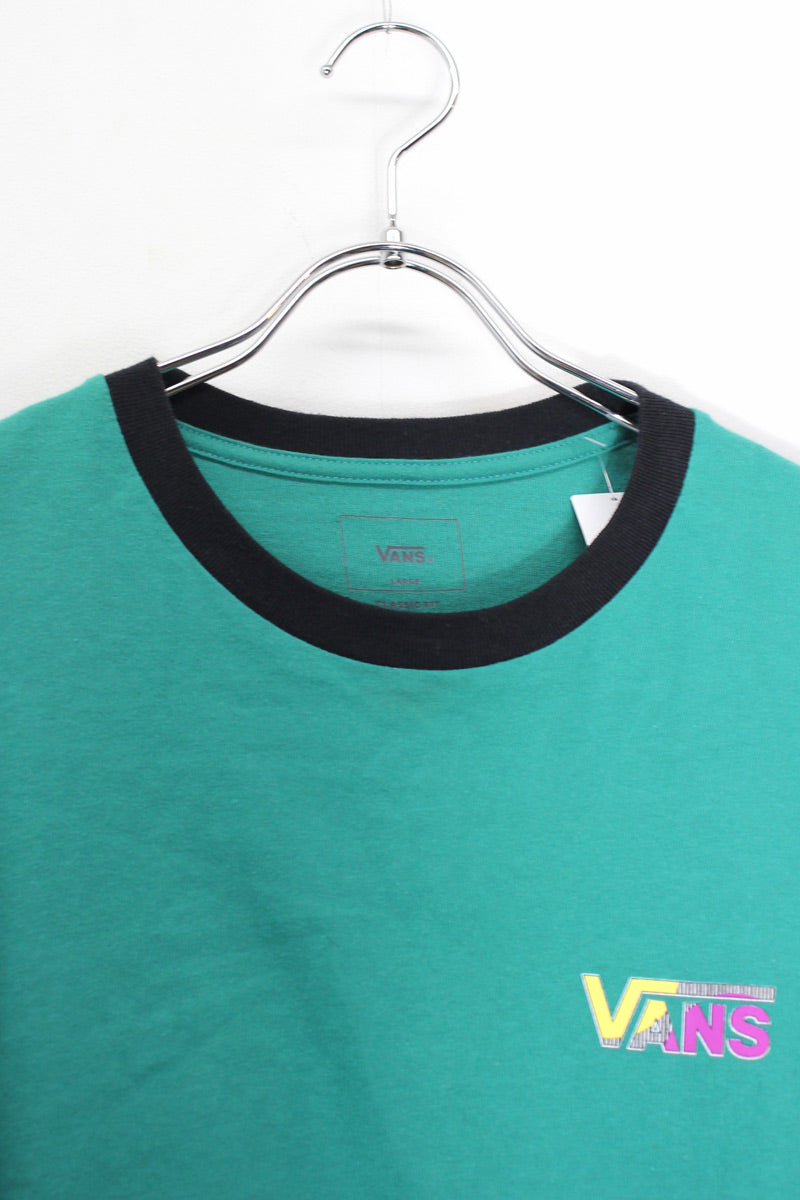 L/S PRINT BI-COLOR T-SHIRT / GREEN/BLACK [SIZE: L USED] [USA企画品]