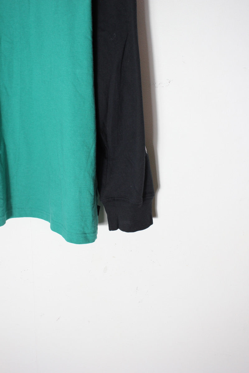 L/S PRINT BI-COLOR T-SHIRT / GREEN/BLACK [SIZE: L USED] [USA企画品]