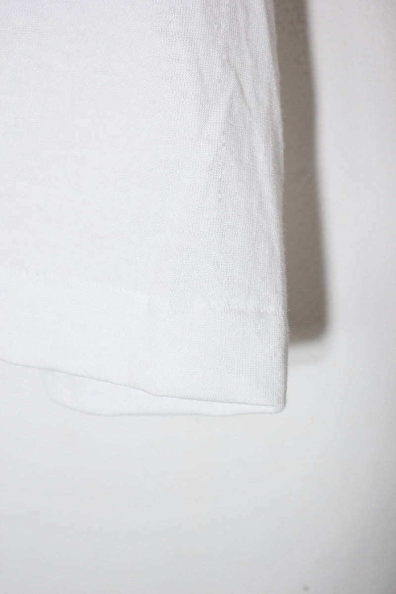 MADE IN USA 92'S S/S I'M WAITING CAT PRINT ANIMAL T-SHIRT / WHITE [SIZE: XL DEADSTOCK/NOS]