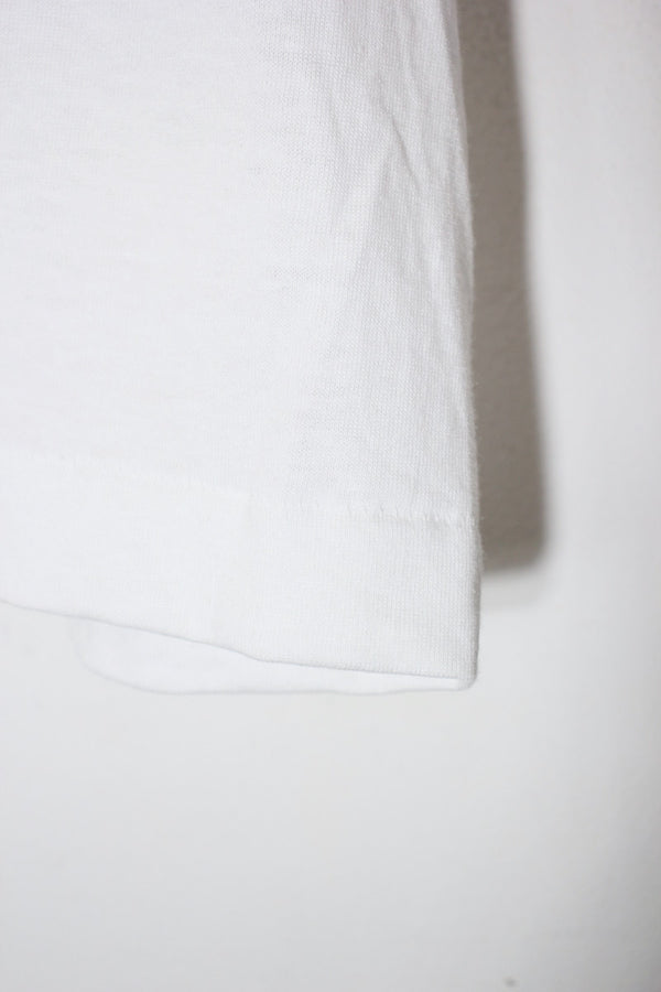 MADE IN USA 92'S S/S I'M WAITING CAT PRINT ANIMAL T-SHIRT / WHITE [SIZE: XL DEADSTOCK/NOS]